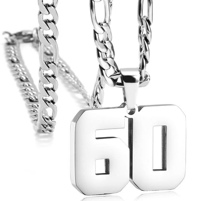 Number Necklaces for Mens, Athletes Stainless Steel Sport Number Pendant Chain for Baseball/Basketball/Football Team Inspiration Jewelry Accessory