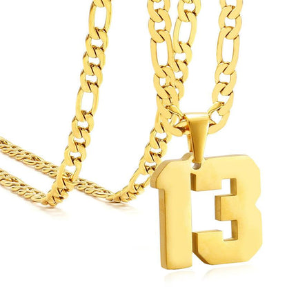Springtok Stainless Steel Necklace Golden Athlete Men'S Sports Number Necklace Men'S Daily Wear Gift