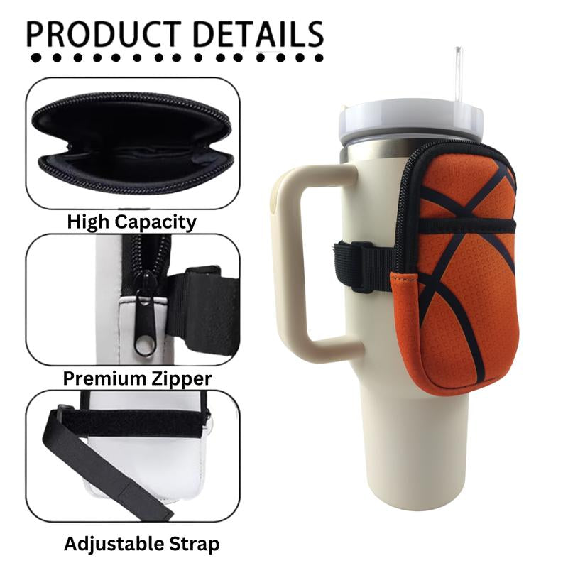 Basketball Accessories - Sportybella Universal Water Bottle Pouch W/Storage & Adjustable Strap - Basketball Gifts