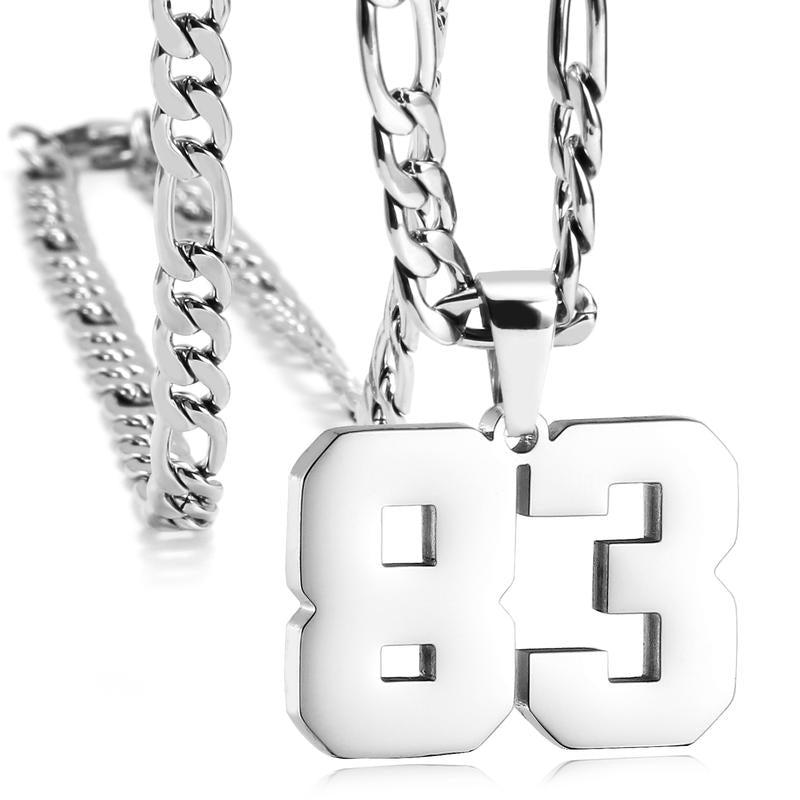 Number Necklaces for Mens, Athletes Stainless Steel Sport Number Pendant Chain for Baseball/Basketball/Football Team Inspiration Jewelry Accessory