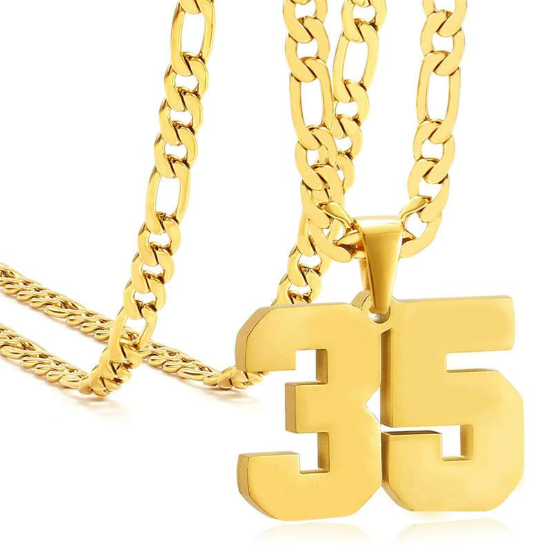Springtok Stainless Steel Necklace Golden Athlete Men'S Sports Number Necklace Men'S Daily Wear Gift