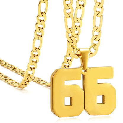 Springtok Stainless Steel Necklace Golden Athlete Men'S Sports Number Necklace Men'S Daily Wear Gift