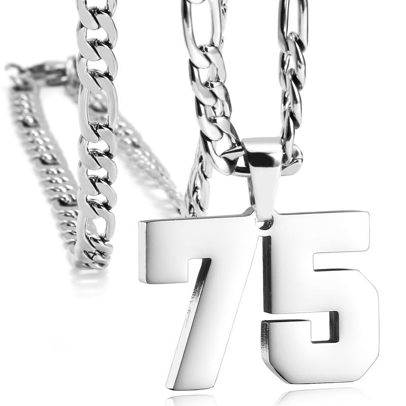 Number Necklaces for Mens, Athletes Stainless Steel Sport Number Pendant Chain for Baseball/Basketball/Football Team Inspiration Jewelry Accessory