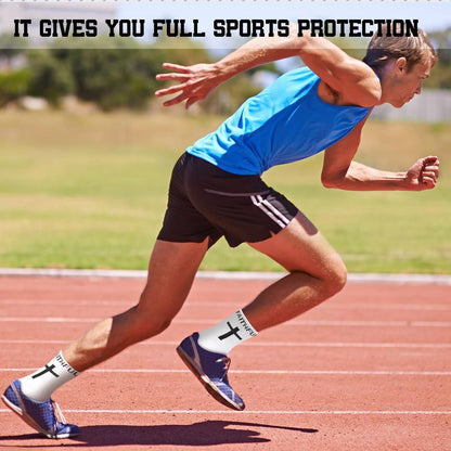 6 Pairs Bible Verse Cross Sock Cross Grip Soccer Socks Anti-Slip Grip Socks with Rubber Dots Christian Gift for Youth Men Sport Basketball Football Tennis Gym Comfortable Fit