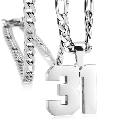 Number Necklaces for Mens, Athletes Stainless Steel Sport Number Pendant Chain for Baseball/Basketball/Football Team Inspiration Jewelry Accessory