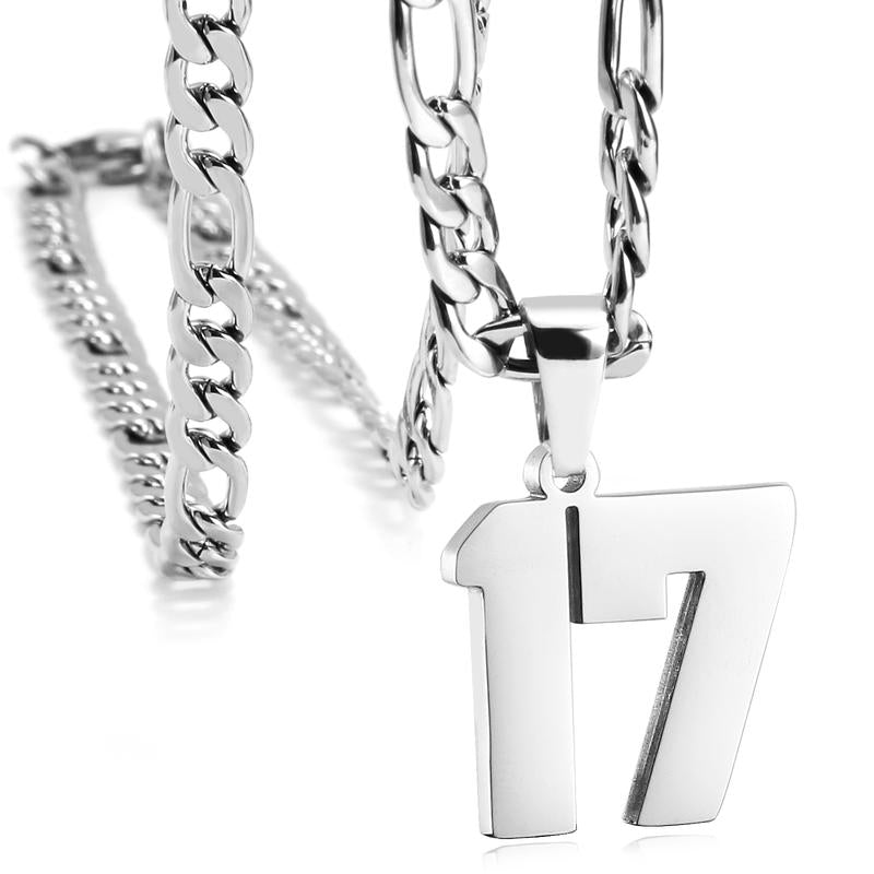 Number Necklaces for Mens, Athletes Stainless Steel Sport Number Pendant Chain for Baseball/Basketball/Football Team Inspiration Jewelry Accessory