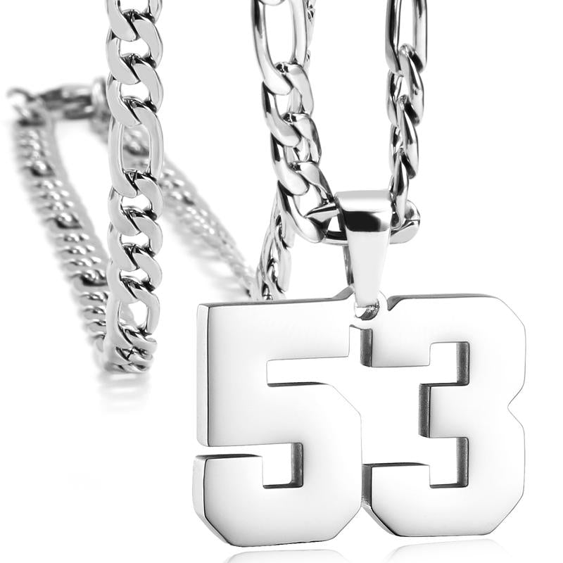 Number Necklaces for Mens, Athletes Stainless Steel Sport Number Pendant Chain for Baseball/Basketball/Football Team Inspiration Jewelry Accessory