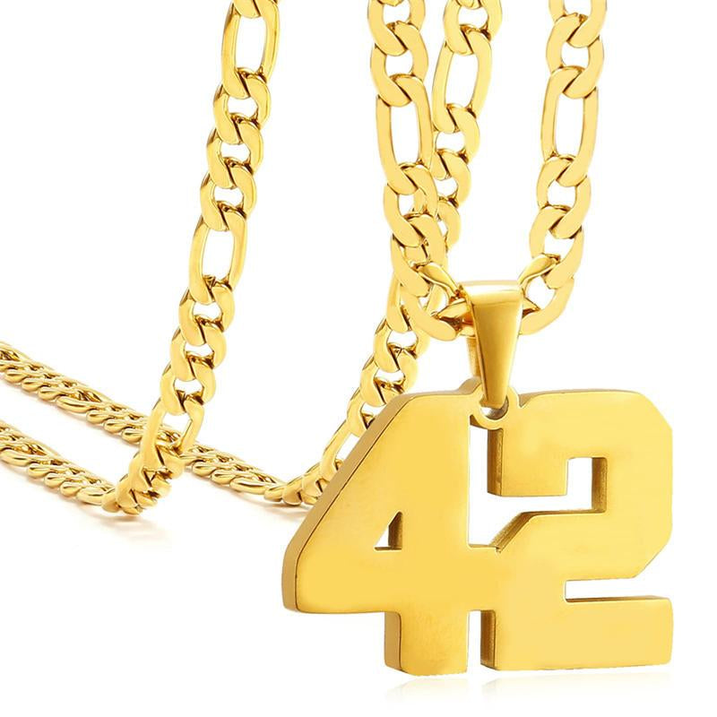 Springtok Stainless Steel Necklace Golden Athlete Men'S Sports Number Necklace Men'S Daily Wear Gift