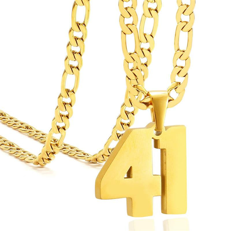 Springtok Stainless Steel Necklace Golden Athlete Men'S Sports Number Necklace Men'S Daily Wear Gift