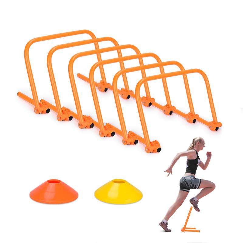 Agility Speed Training Hurdles, Adjustable Agility Training Hurdles for Football, Basketball, Soccer Hurdles Training Equipment Set of 6, with 12 Marker Cones, 1 Storage Bag Athletics Football Accessories