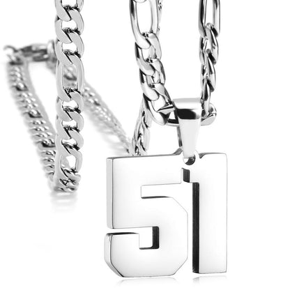 Number Necklaces for Mens, Athletes Stainless Steel Sport Number Pendant Chain for Baseball/Basketball/Football Team Inspiration Jewelry Accessory