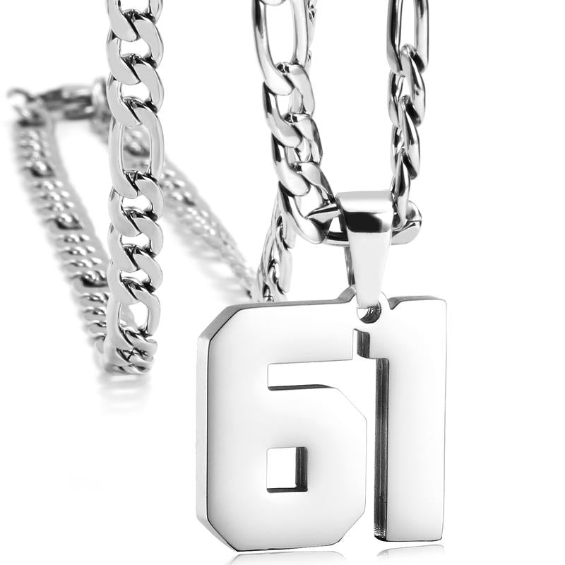 Number Necklaces for Mens, Athletes Stainless Steel Sport Number Pendant Chain for Baseball/Basketball/Football Team Inspiration Jewelry Accessory