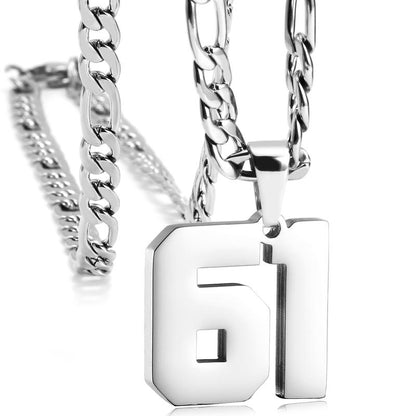 Number Necklaces for Mens, Athletes Stainless Steel Sport Number Pendant Chain for Baseball/Basketball/Football Team Inspiration Jewelry Accessory