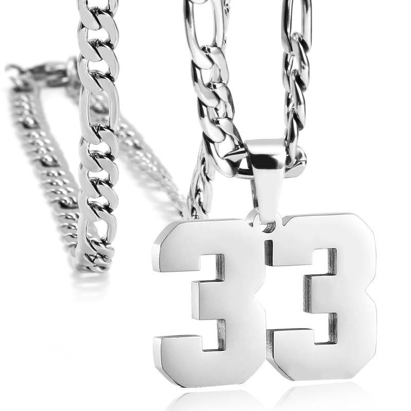 Number Necklaces for Mens, Athletes Stainless Steel Sport Number Pendant Chain for Baseball/Basketball/Football Team Inspiration Jewelry Accessory
