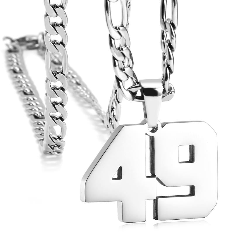 Number Necklaces for Mens, Athletes Stainless Steel Sport Number Pendant Chain for Baseball/Basketball/Football Team Inspiration Jewelry Accessory