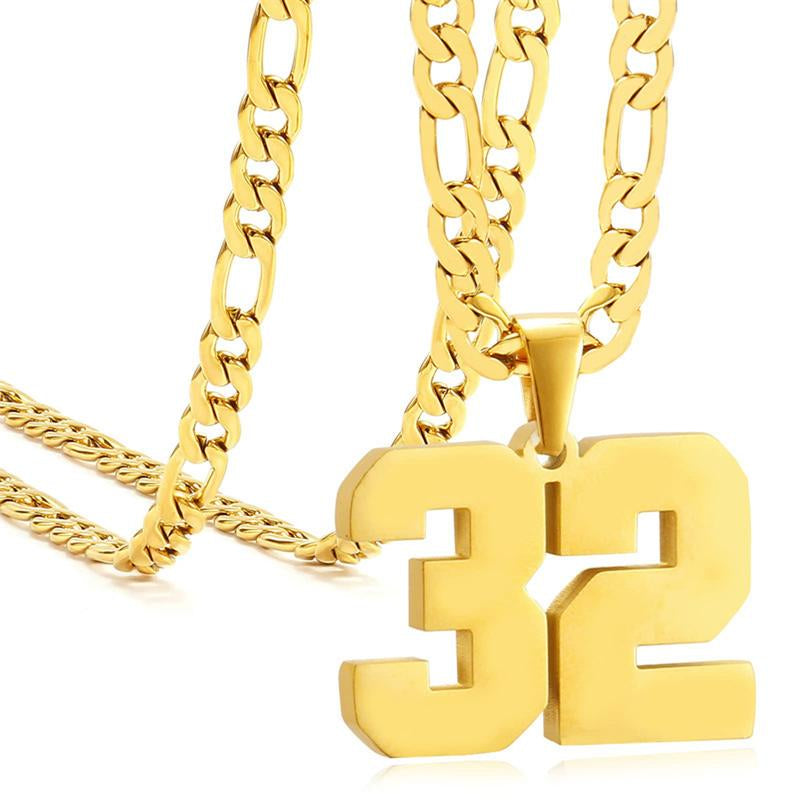 Springtok Stainless Steel Necklace Golden Athlete Men'S Sports Number Necklace Men'S Daily Wear Gift