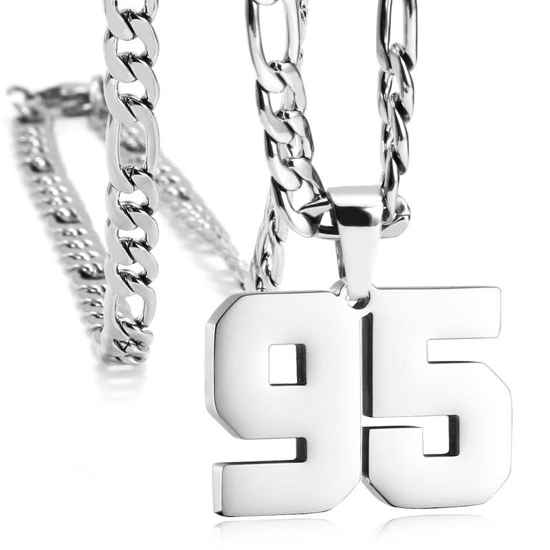Number Necklaces for Mens, Athletes Stainless Steel Sport Number Pendant Chain for Baseball/Basketball/Football Team Inspiration Jewelry Accessory