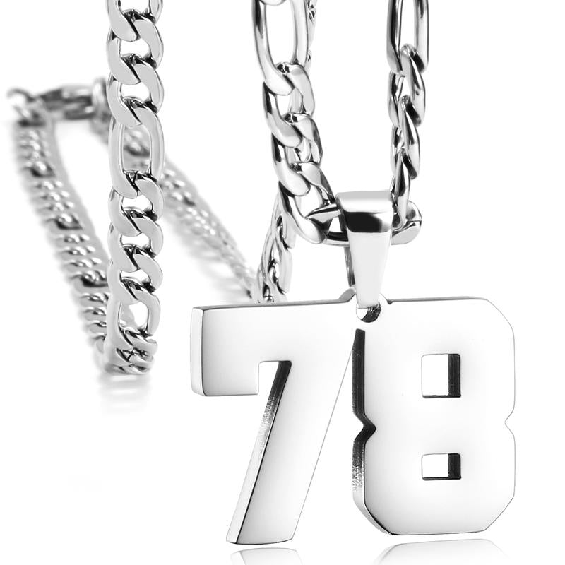 Number Necklaces for Mens, Athletes Stainless Steel Sport Number Pendant Chain for Baseball/Basketball/Football Team Inspiration Jewelry Accessory