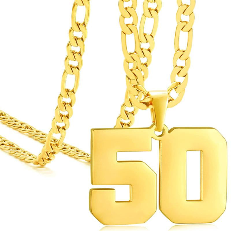 Springtok Stainless Steel Necklace Golden Athlete Men'S Sports Number Necklace Men'S Daily Wear Gift