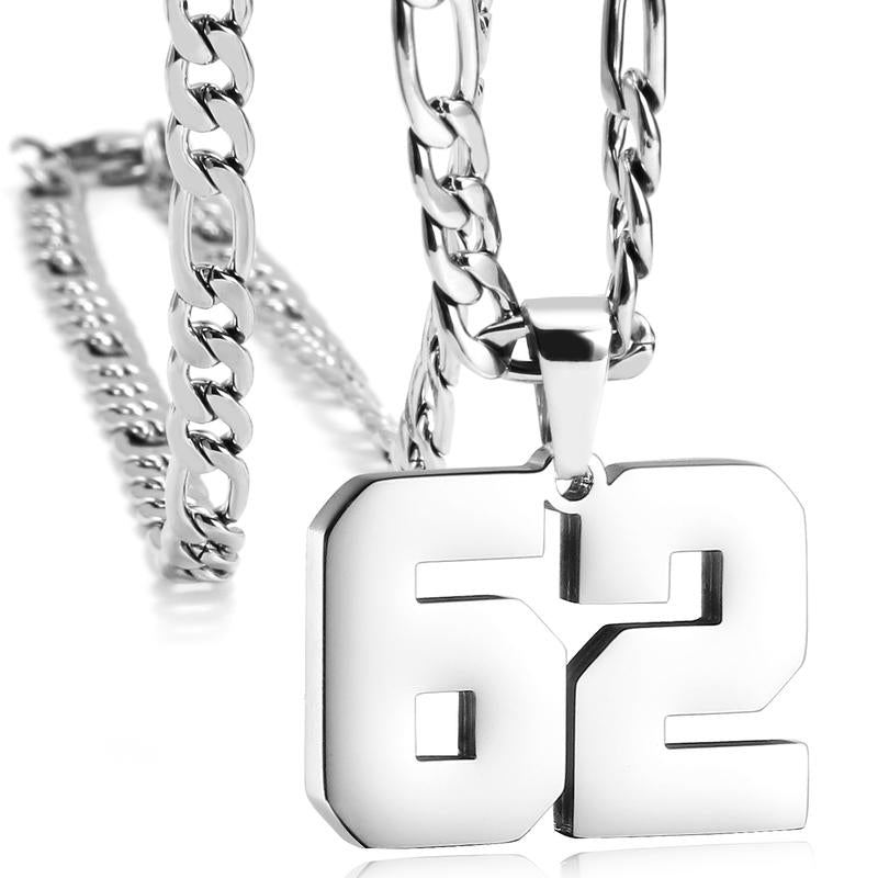 Number Necklaces for Mens, Athletes Stainless Steel Sport Number Pendant Chain for Baseball/Basketball/Football Team Inspiration Jewelry Accessory
