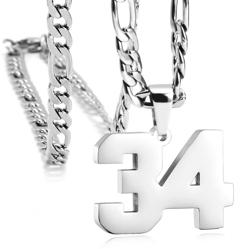 Number Necklaces for Mens, Athletes Stainless Steel Sport Number Pendant Chain for Baseball/Basketball/Football Team Inspiration Jewelry Accessory