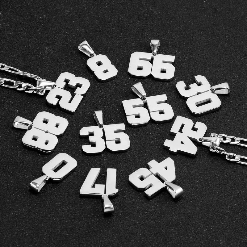 Number Necklaces for Mens, Athletes Stainless Steel Sport Number Pendant Chain for Baseball/Basketball/Football Team Inspiration Jewelry Accessory