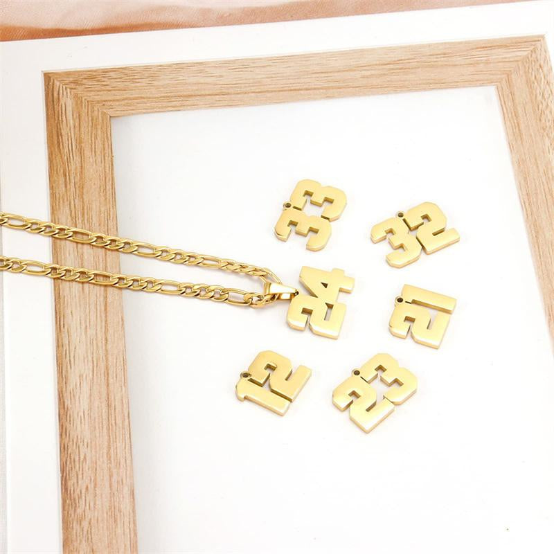 Springtok Stainless Steel Necklace Golden Athlete Men'S Sports Number Necklace Men'S Daily Wear Gift