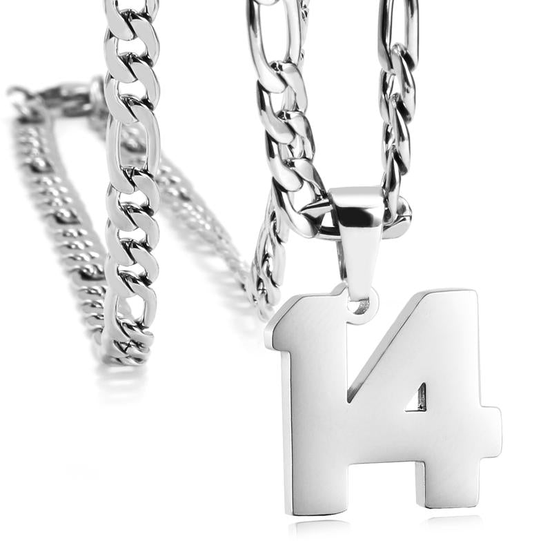 Number Necklaces for Mens, Athletes Stainless Steel Sport Number Pendant Chain for Baseball/Basketball/Football Team Inspiration Jewelry Accessory