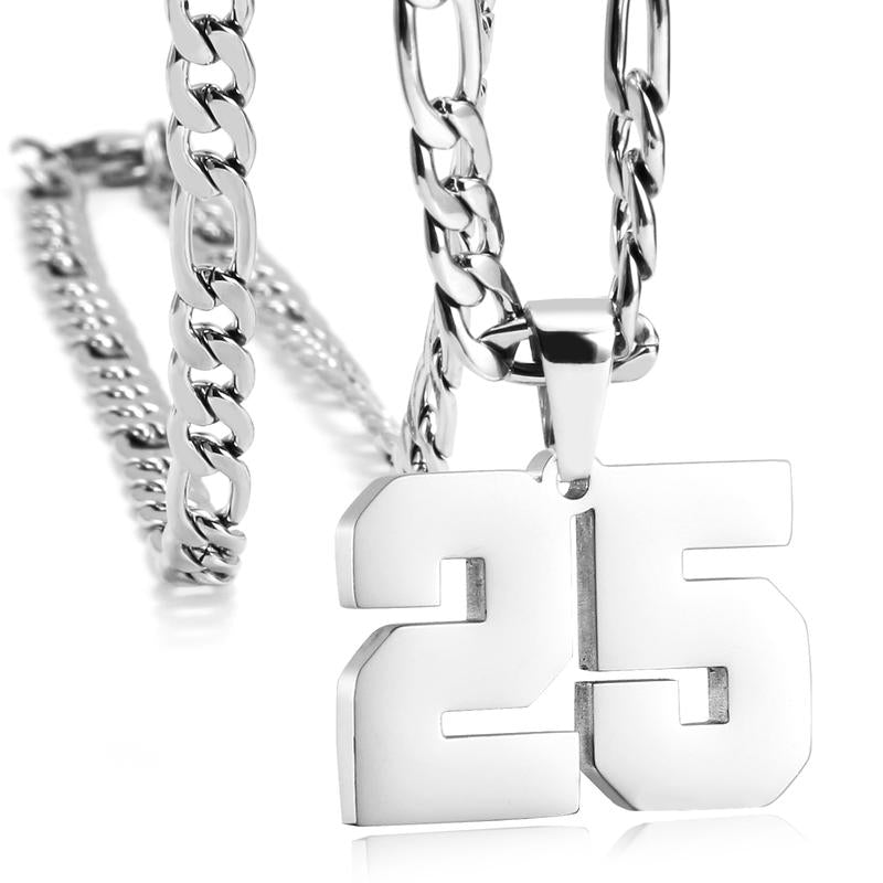 Number Necklaces for Mens, Athletes Stainless Steel Sport Number Pendant Chain for Baseball/Basketball/Football Team Inspiration Jewelry Accessory