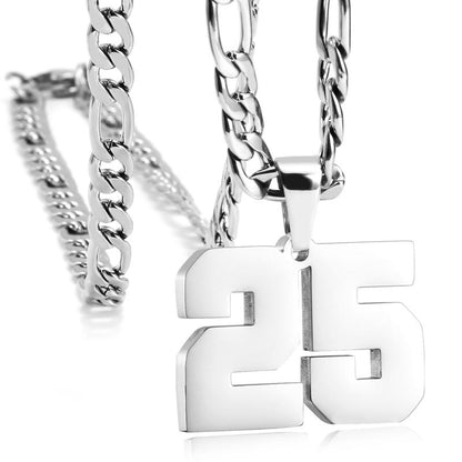 Number Necklaces for Mens, Athletes Stainless Steel Sport Number Pendant Chain for Baseball/Basketball/Football Team Inspiration Jewelry Accessory