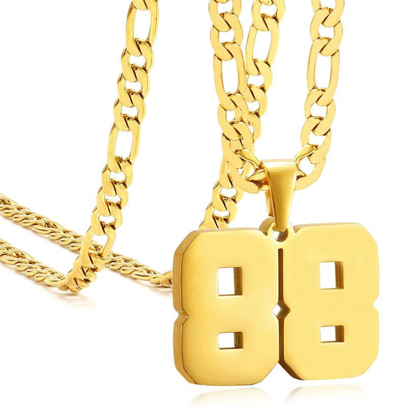 Springtok Stainless Steel Necklace Golden Athlete Men'S Sports Number Necklace Men'S Daily Wear Gift