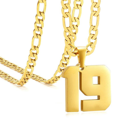 Springtok Stainless Steel Necklace Golden Athlete Men'S Sports Number Necklace Men'S Daily Wear Gift