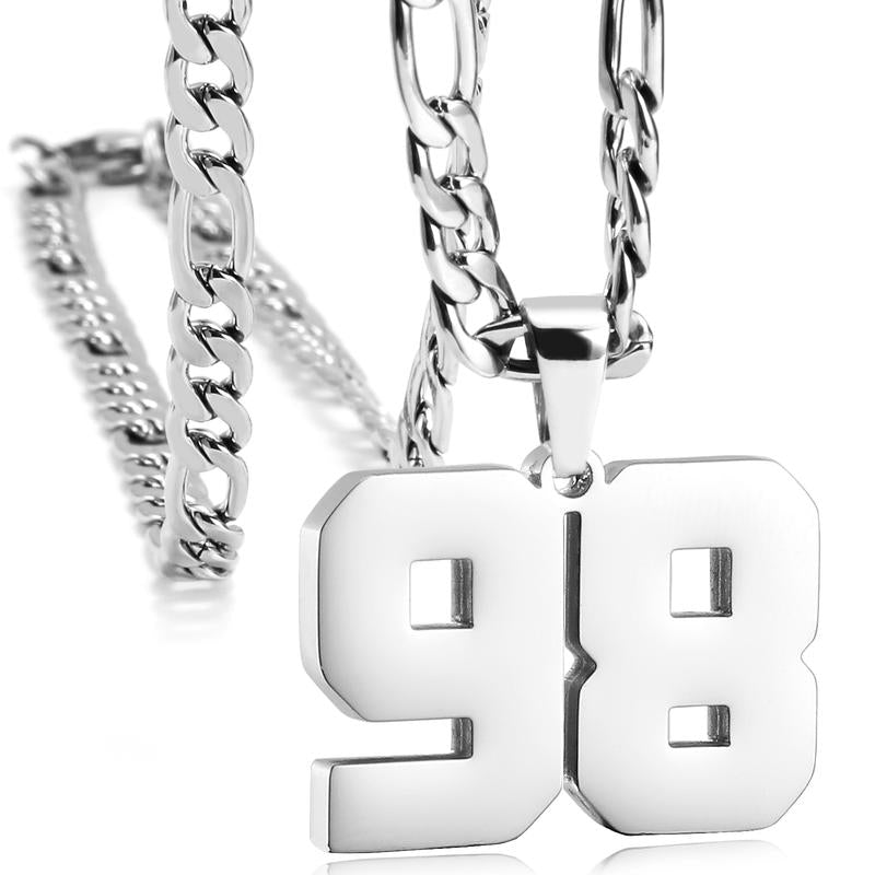 Number Necklaces for Mens, Athletes Stainless Steel Sport Number Pendant Chain for Baseball/Basketball/Football Team Inspiration Jewelry Accessory