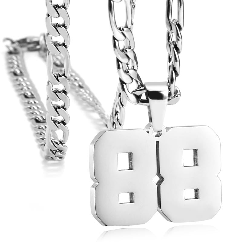 Number Necklaces for Mens, Athletes Stainless Steel Sport Number Pendant Chain for Baseball/Basketball/Football Team Inspiration Jewelry Accessory