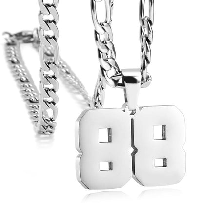 Number Necklaces for Mens, Athletes Stainless Steel Sport Number Pendant Chain for Baseball/Basketball/Football Team Inspiration Jewelry Accessory