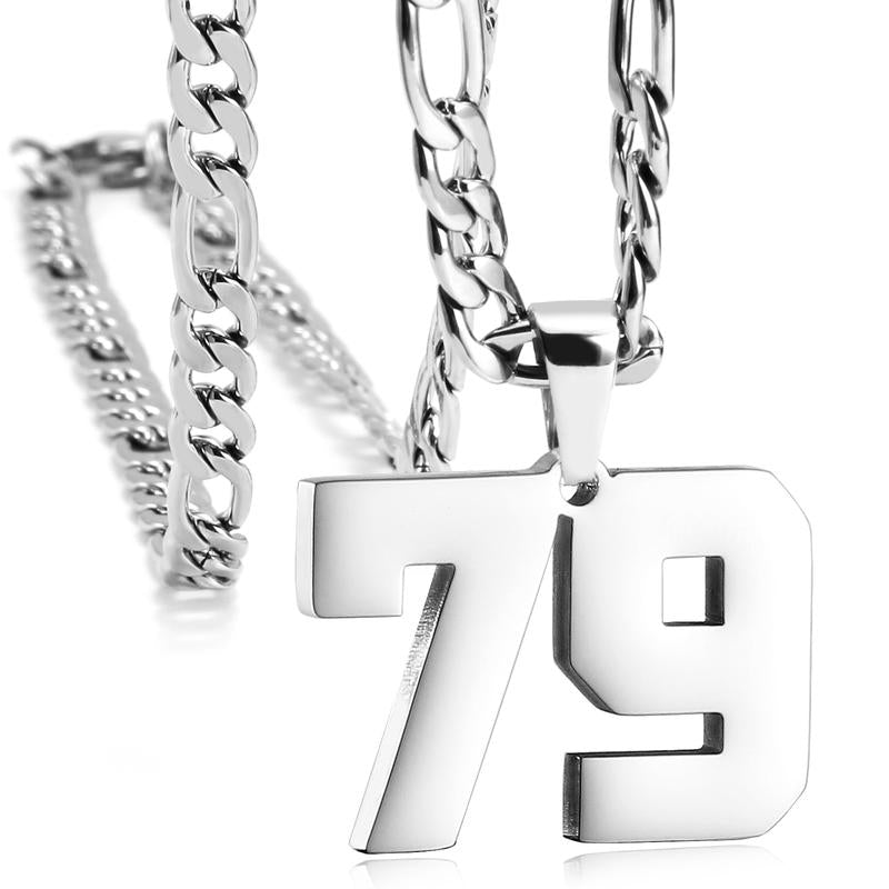 Number Necklaces for Mens, Athletes Stainless Steel Sport Number Pendant Chain for Baseball/Basketball/Football Team Inspiration Jewelry Accessory