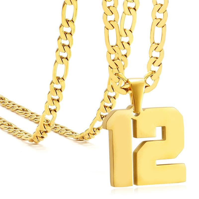 Springtok Stainless Steel Necklace Golden Athlete Men'S Sports Number Necklace Men'S Daily Wear Gift