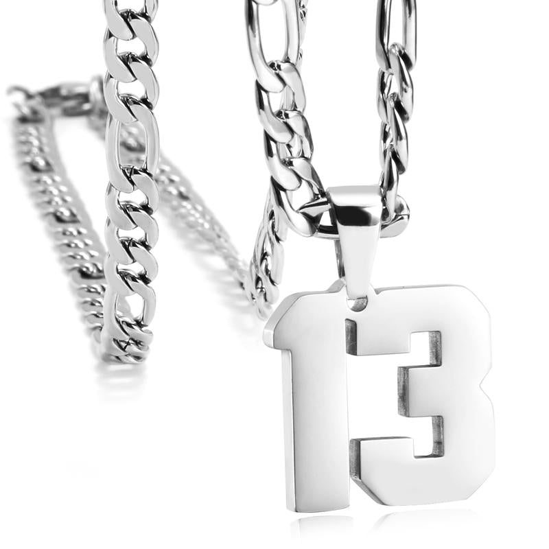 Number Necklaces for Mens, Athletes Stainless Steel Sport Number Pendant Chain for Baseball/Basketball/Football Team Inspiration Jewelry Accessory
