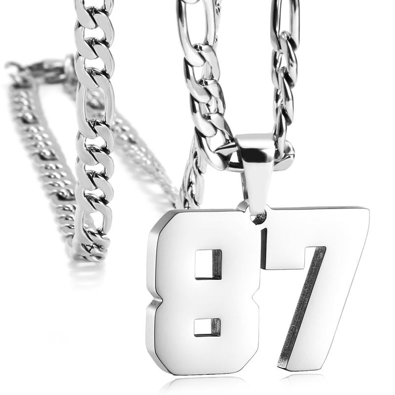 Number Necklaces for Mens, Athletes Stainless Steel Sport Number Pendant Chain for Baseball/Basketball/Football Team Inspiration Jewelry Accessory