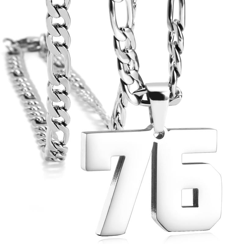 Number Necklaces for Mens, Athletes Stainless Steel Sport Number Pendant Chain for Baseball/Basketball/Football Team Inspiration Jewelry Accessory