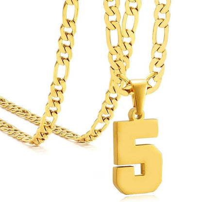 Springtok Stainless Steel Necklace Golden Athlete Men'S Sports Number Necklace Men'S Daily Wear Gift