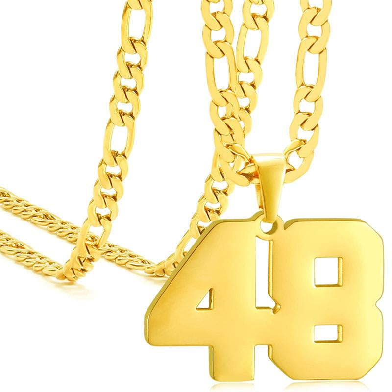 Springtok Stainless Steel Necklace Golden Athlete Men'S Sports Number Necklace Men'S Daily Wear Gift