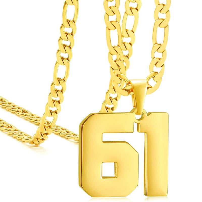 Springtok Stainless Steel Necklace Golden Athlete Men'S Sports Number Necklace Men'S Daily Wear Gift