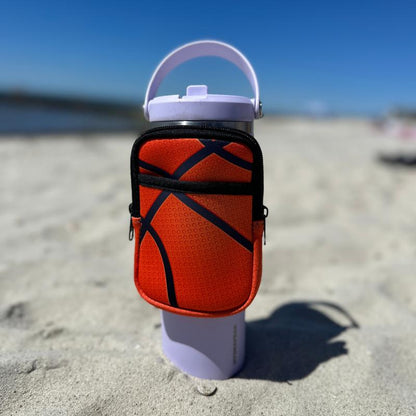Basketball Accessories - Sportybella Universal Water Bottle Pouch W/Storage & Adjustable Strap - Basketball Gifts