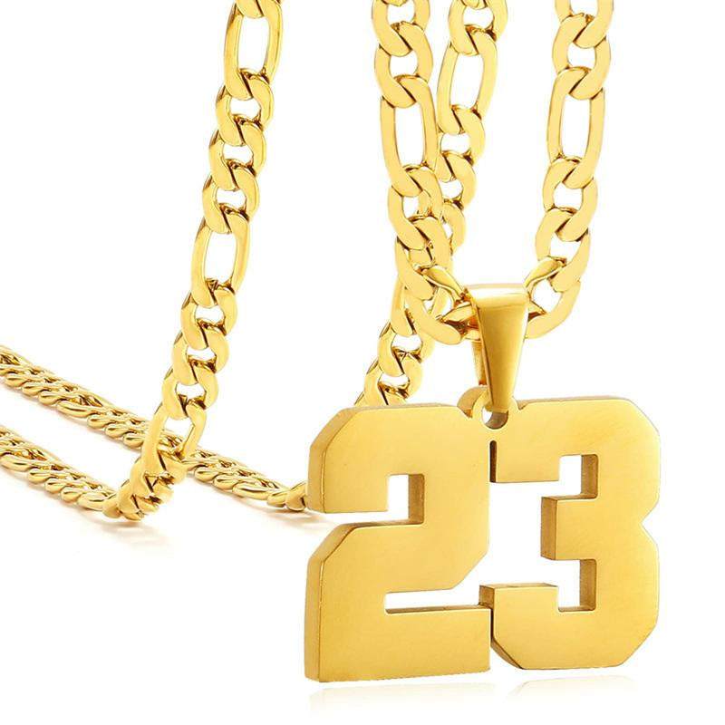 Springtok Stainless Steel Necklace Golden Athlete Men'S Sports Number Necklace Men'S Daily Wear Gift