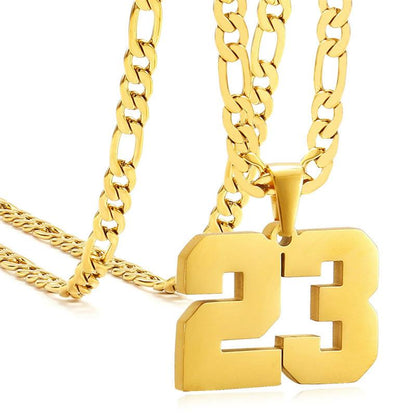 Springtok Stainless Steel Necklace Golden Athlete Men'S Sports Number Necklace Men'S Daily Wear Gift
