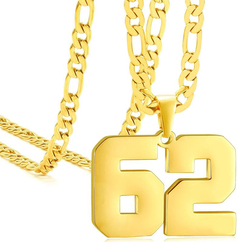 Springtok Stainless Steel Necklace Golden Athlete Men'S Sports Number Necklace Men'S Daily Wear Gift