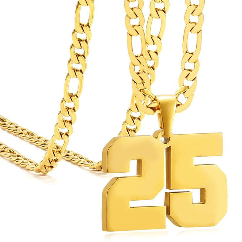 Springtok Stainless Steel Necklace Golden Athlete Men'S Sports Number Necklace Men'S Daily Wear Gift