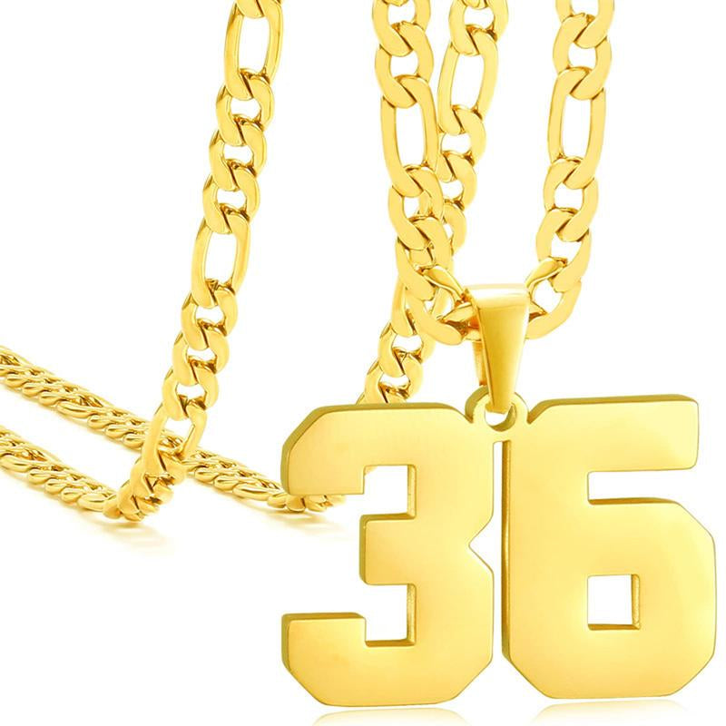 Springtok Stainless Steel Necklace Golden Athlete Men'S Sports Number Necklace Men'S Daily Wear Gift