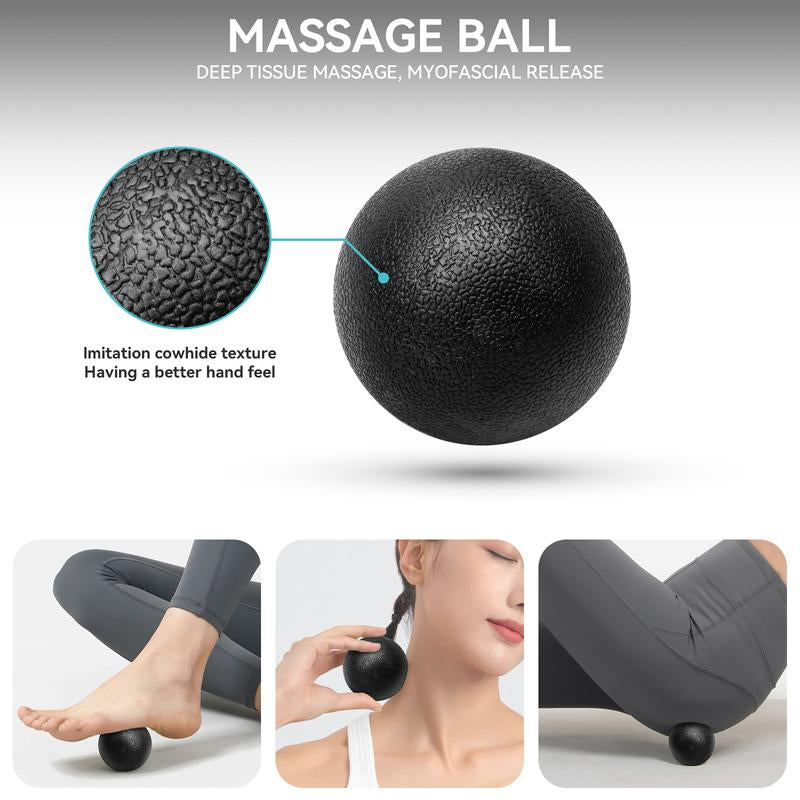 5 in 1 Foam Roller Set, Patented Foam Roller High Density Deep Tissue Massager for Muscle Massage, Massage Roller, Massage Ball, Resistance Band for Whole Body Physical Therapy Deep Muscle Massage Body Care Daily Muscle Massage Yoga Foam Lightweight